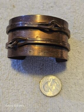 Copper Tone Layered Link Cuff Bracelet